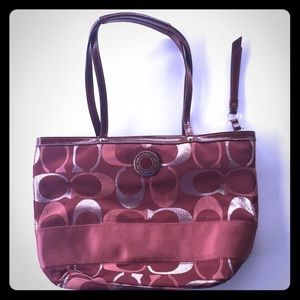 Coach Bag F20429 Signature Stripe  Metallic Tote